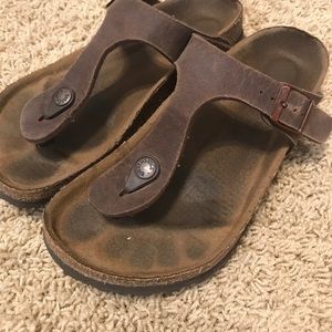 Brown leather Birkenstock sandals